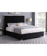 Carlisle Black Velvet Platform Queen Bed – Chrome Legs - $999.00