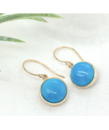 14k Gold 7.18 Carat TW Ithica Peak Blue Genuine Turquoise Drop Earrings ... - $16,301.89 MXN