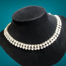Weiss Vintage Necklace Rare Large Clear Prong  Rhinestones 16” - £99.55 GBP