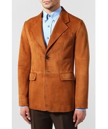 Leather Suede Blazer Jacket Men&#39;s Coat Button Size Sport Men Soft Suit T... - $149.00+
