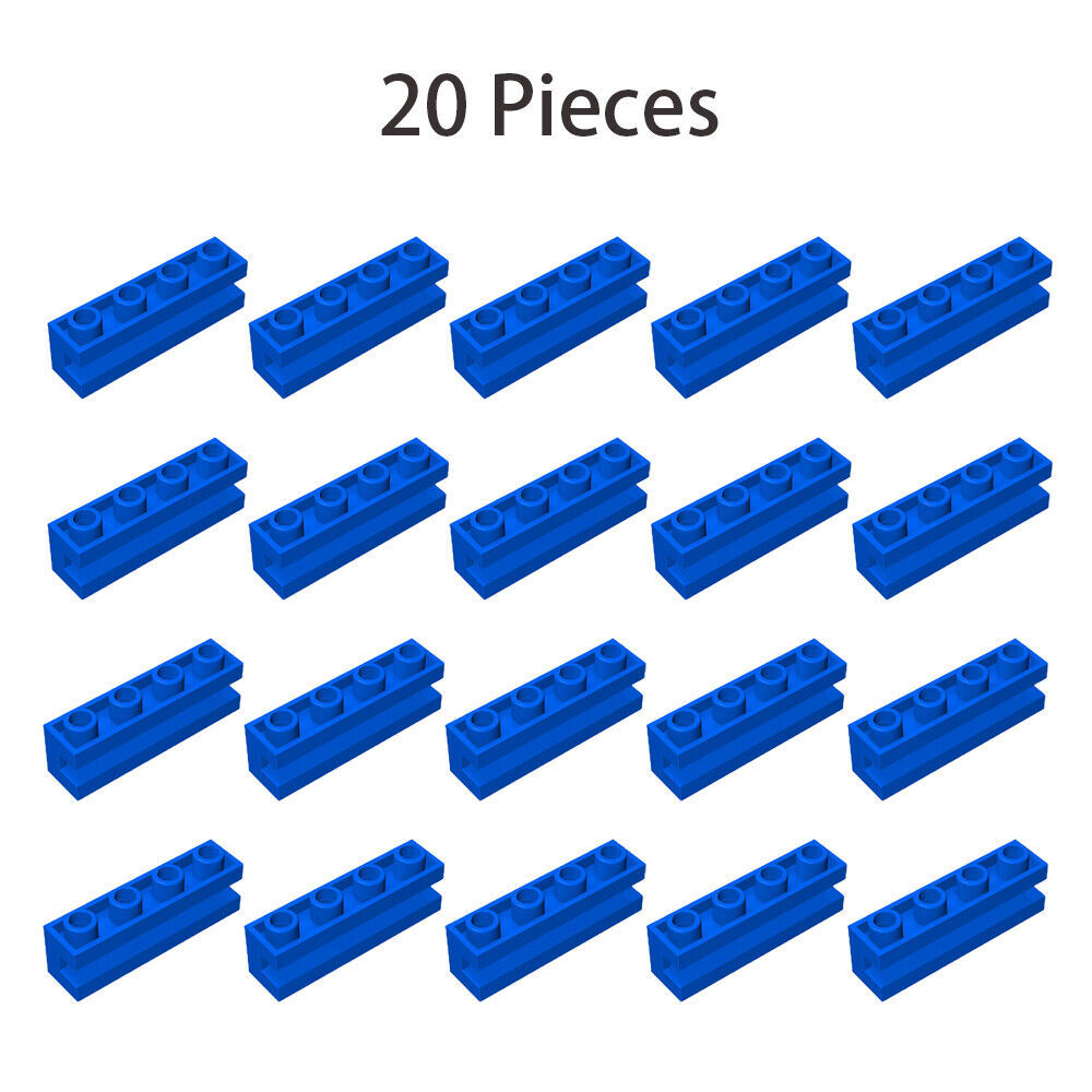 20x Blue 2653 Brick Special 1x4 with Groove / Sliding Piece 1x4  100% Co... - $7.40