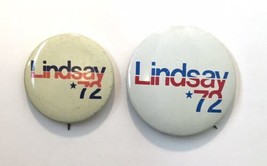 Lot of 2 1972 John V. Lindsay Presidential Campaign Button Pin Democrat ... - £7.81 GBP