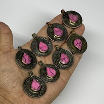 81g, 8pcs, Turkmen Coins Jeweled Synthetic Pink Tribal @Afghanistan, B14530 - £6.38 GBP