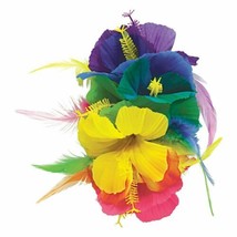 Rainbow Barrette Hawaiian Luau Lei Flowers 4 inch - £4.49 GBP