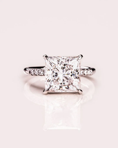 Princess Cut Moissanite Diamonds 925 Sterling Silver Engagement Ring  - $199.00