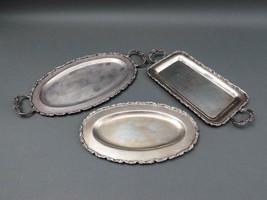 Mexico Sterling Silver .925 Serving Tray Platter Set Of 3 Total 1048 Grams - £959.21 GBP