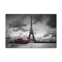 Eiffel Tower Skyline Black White Rain Red Umbrella Canvas Artwork Breath... - $90.24+