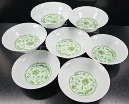 7 Mikasa Coleen Fruit Dessert Bowl Set Vintage Floral Green Retro Dish Japan Lot - £85.86 GBP