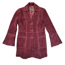 Chi by Falchi Suede Leather Jacket Womens Small Fuchsia Purple Button Bo... - $70.11