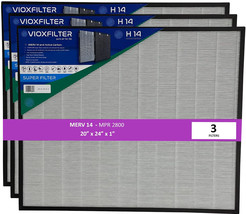 VioxFilter H14AF20241 MERV 14 Pleated 20&quot;x24&quot;x1&quot; AC Air Filter (Pack of 3) - £111.11 GBP