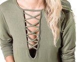 Bibi Criss Cross Caged Neck Knit Top Light Olive - $42.00