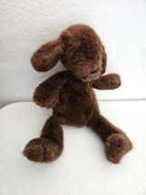 Vintage Manhattan Toy Dark Brown Puppy Plush Stuffed Animal Sleepy Closed Eyes - $49.48