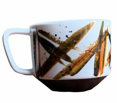 Starbucks Into The Fire Coffee Mug White Brown Abstract Artisan Series Cup Retro - £9.82 GBP