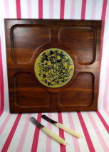 Gorgeous Mid Century Vermilion Black Walnut 3pc Cheese &amp; Charcuterie Board Tray - £7.74 GBP