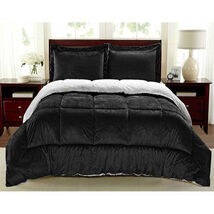 King Size Ultra Soft Sherpa Wrinkle Resistant Comforter Set Black - $154.64 CAD