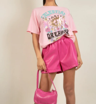 100%Genuine Leather Cocktail  Stylish Pant Designer Shorts Pink Party We... - $103.50