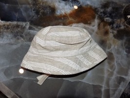 Janie and Jack Layette Brown/White Striped Bucket Hat Size 3/6 Months EUC - £10.32 GBP