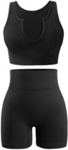 Workout Sets for Women Two Piece Outfits Sexy Gym Shorts (Black,Size:S) - £19.32 GBP