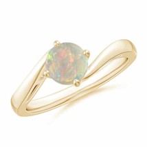 ANGARA Classic Round Opal Solitaire Bypass Ring for Women in 14K Solid Gold - £657.97 GBP