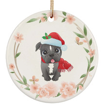 Cute Baby Pitbull Dog Pet Lover Ornament Floral Wreath Christmas Gift Tree Decor - £11.61 GBP