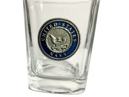 United States Navy Square Shot Glass Pewter &amp; Blue Enamel Emblem US Navy - £13.36 GBP