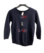 Talbots Sweater Womens XS Blue Pullover Sun &amp; Sand Embroidered Vacation ... - $32.40