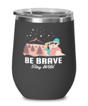Be Brave Stay Wild, black Wineglass. Model 60072  - £21.22 GBP