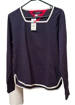 TOMMY HILFIGER Women&#39;s Navy Long Sleeve Top XL - $543.43 MXN