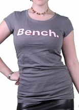 Bench Urbanwear Mujer Ahumado Perla Gris Deckhand Logo Camiseta BLGA2358 Nwt - $18.65