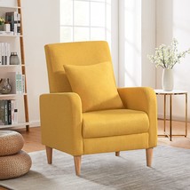 Colamy Modern Upholstered Accent Chair Armchair With Pillow, Fabric, Yellow - £130.57 GBP