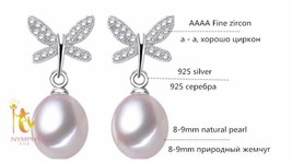 natural pearl earrings fine Jewelry S925 sterling silver freshwater black pearl  - £7.06 GBP+