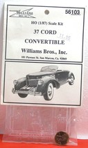 Williams Model R.R. Ho Scale Vehicles  3ct. &#39;37 Cord Convertible 56103  ... - $24.98