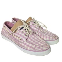Sperry Top Sider Bahama Pink White Gingham Checkered Boat Shoes Size 8 M - £17.83 GBP
