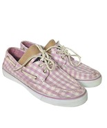Sperry Top Sider Bahama Pink White Gingham Checkered Boat Shoes Size 8 M - £18.11 GBP