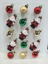 Christmas MINI Plastic Santa Claus Red Green Ball Christmas Ornaments Set of 15 - £15.78 GBP