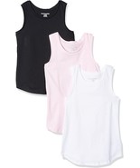 3-pack Essentials Girl&#39;s Multicolored Sleeveless 100% Cotton Tank Top Sz... - £7.09 GBP