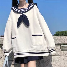 2021 Japanese autumn winter girl cute sweet navy collar loose long-sleeve studen - £92.29 GBP