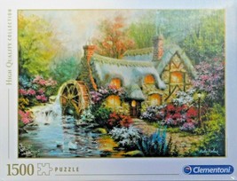 Clemontoni Nicky Boehme Country Retreat 1500 pc Jigsaw Puzzle Cottage Waterwheel - $28.70
