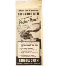 1940 Edgeworth Pipe Tobacco Advertisement WW2 Era Pocket Pouch Smoking D... - $369.57 MXN