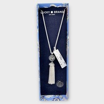 NIB LUCKY BRAND silver tassel long pendant necklace - $17.42