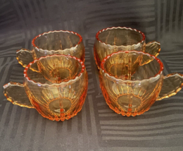 Vintage New Martinsville Radiance Amber glass Tea Cups set of  4 - £16.03 GBP