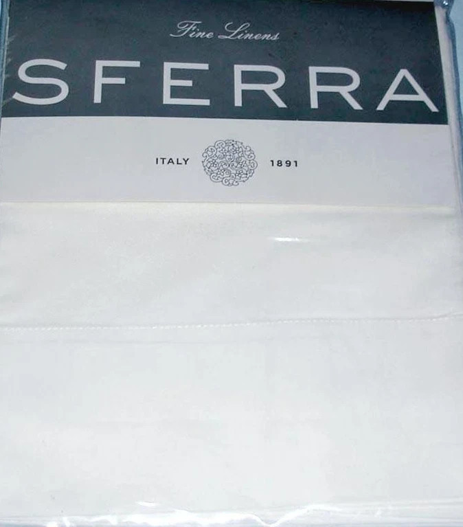 Sferra  Corto Celeste White Standard Pillowcases Cotton Percale 406TC Italy NEW Item image 4