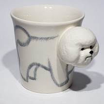 Ceramic White Bichon Frise 3D Mug 10 oz Hand Painted EUC - £11.68 GBP