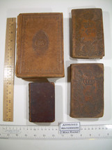 4 Antique Leather Bks 1881 Biblia, 1812 Evangelier + Psalms, Paroissien Romain K - £137.75 GBP