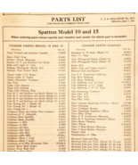 1931 Sparton Radio Model 10 And 15 Parts List Electronics Ephemera F20A - $35.07 CAD