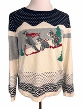 Talbots Dog Sledding Sweater Plus Size Large Petite Schnauzer Cashmere Blend - $27.83