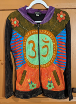 Hippie Full Zip Women Hoodie Sweatshirt Boho Lumbini Nepal Embroidered T... - £13.58 GBP