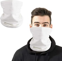 Neck Gaiter Face Bandana Mask Men Women Fall Winter Reusable Washable (White) - £6.94 GBP
