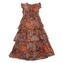 Julia Jordan Fall Colors Floral Print Tiered Dress Flutter Sleeves Size 10 Women - $53.22