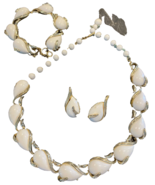 Vintage Coro Gold-Tone and White Teardrop Beaded Jewelry Set - $23.74